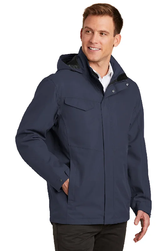 Port Authority Mens Collective Waterproof Full Zip Hooded Jacket - River Navy Blue