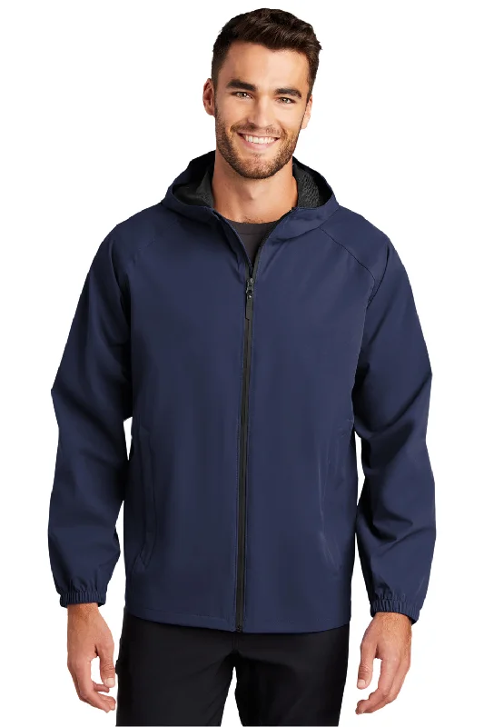 Port Authority Mens Essential Waterproof Full Zip Hooded Rain Jacket - True Navy Blue