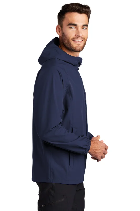 Port Authority Mens Essential Waterproof Full Zip Hooded Rain Jacket - True Navy Blue