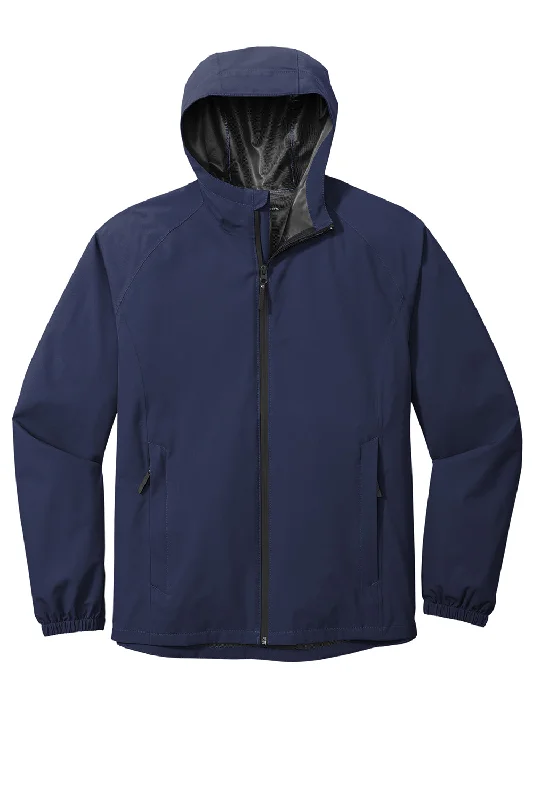 Port Authority Mens Essential Waterproof Full Zip Hooded Rain Jacket - True Navy Blue