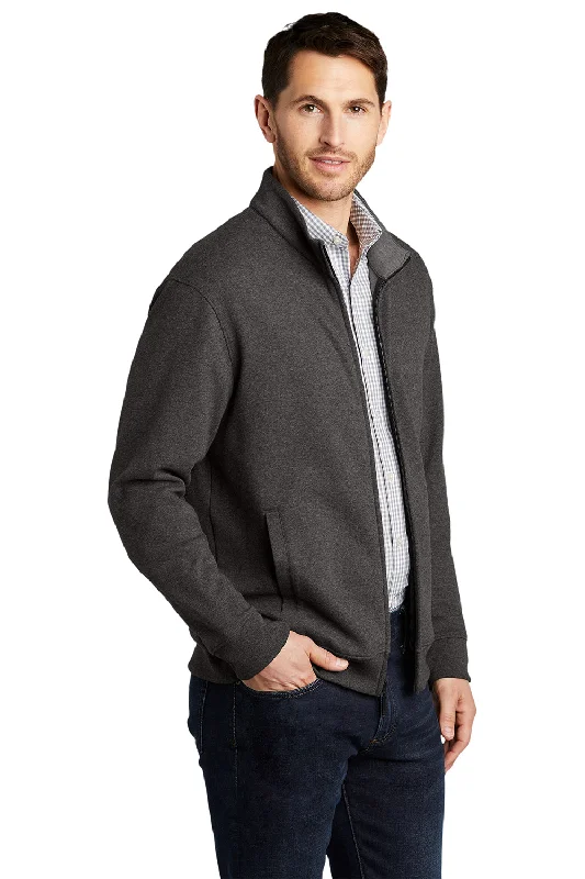 Port Authority Mens Interlock Full Zip Jacket - Heather Charcoal Grey/Heather Medium Grey