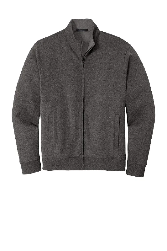 Port Authority Mens Interlock Full Zip Jacket - Heather Charcoal Grey/Heather Medium Grey