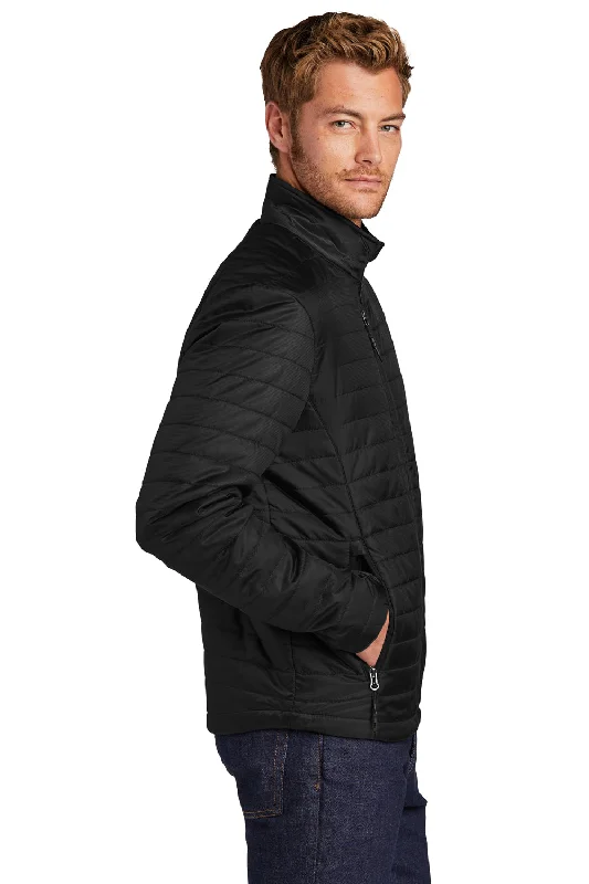 Port Authority Mens Water Resistant Packable Puffy Full Zip Jacket - Deep Black