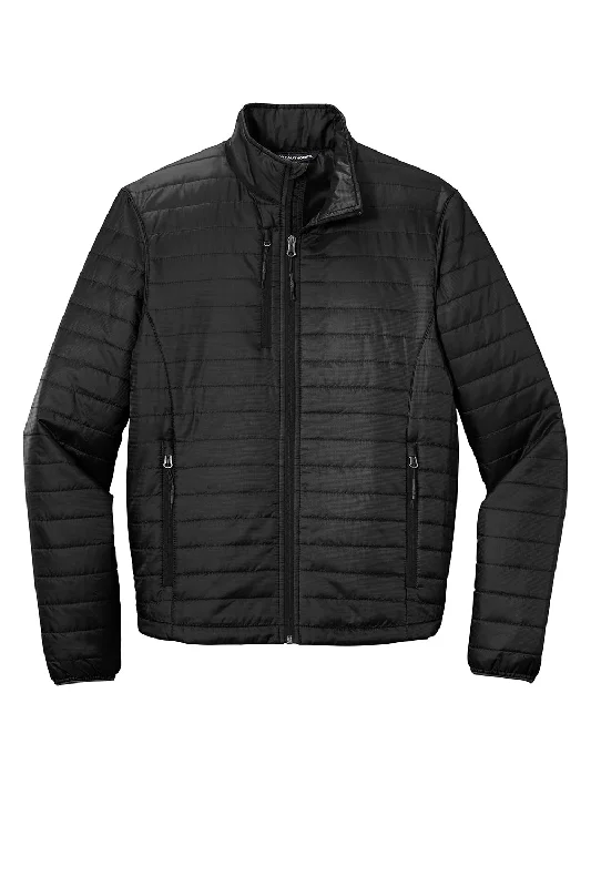 Port Authority Mens Water Resistant Packable Puffy Full Zip Jacket - Deep Black