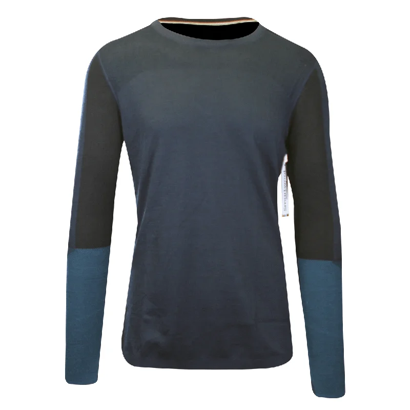 Smartwool Men's Deep Navy Base Layer Intraknit Merino Colorblock Crew (S01)