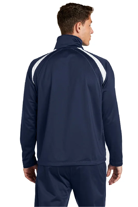 Sport-Tek Mens Full Zip Track Jacket - True Navy Blue/White