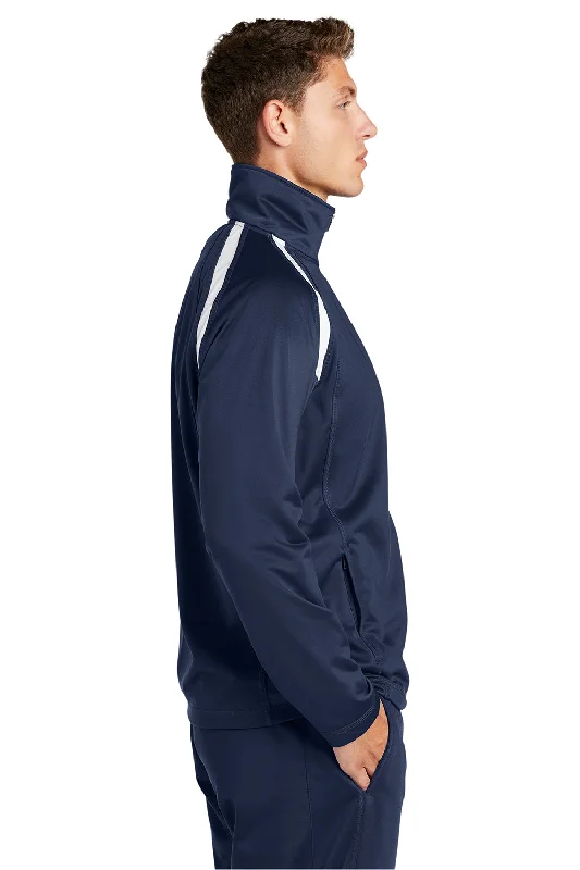 Sport-Tek Mens Full Zip Track Jacket - True Navy Blue/White