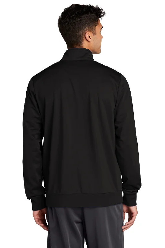 Sport-Tek Mens Full Zip Track Jacket - Black/White