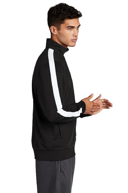 Sport-Tek Mens Full Zip Track Jacket - Black/White