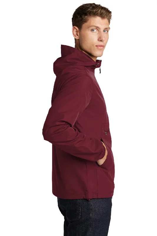 Sport-Tek Mens Packable Anorak 1/4 Zip Hooded Jacket - Maroon