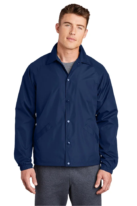 Sport-Tek Mens Water Resistant Snap Down Sideline Jacket - True Navy Blue