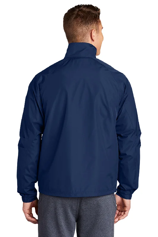 Sport-Tek Mens Water Resistant Snap Down Sideline Jacket - True Navy Blue