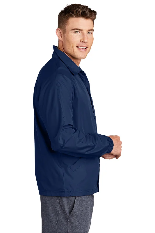 Sport-Tek Mens Water Resistant Snap Down Sideline Jacket - True Navy Blue