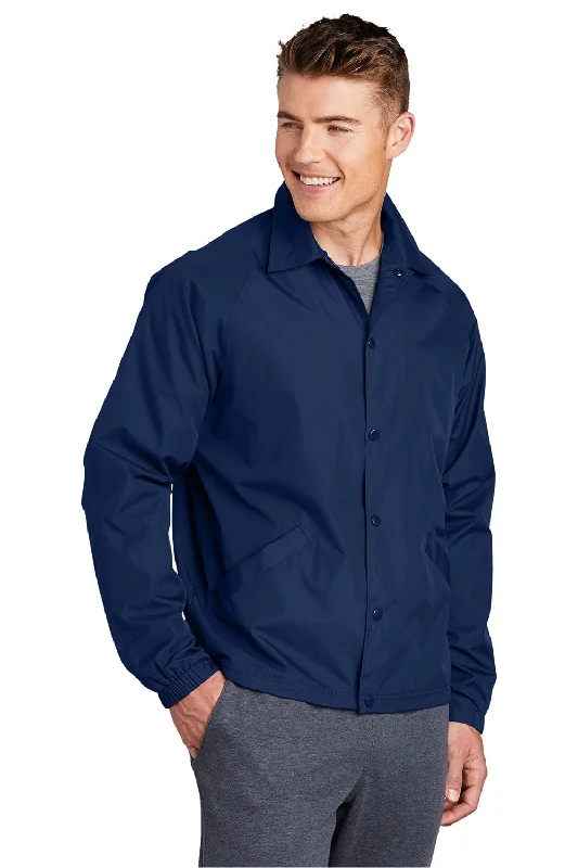 Sport-Tek Mens Water Resistant Snap Down Sideline Jacket - True Navy Blue