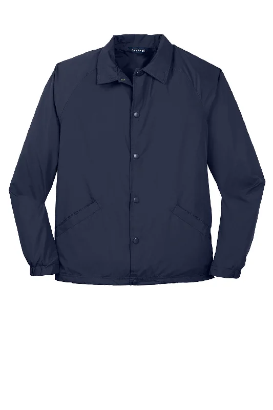 Sport-Tek Mens Water Resistant Snap Down Sideline Jacket - True Navy Blue