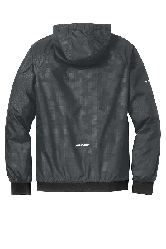 Sport-Tek Mens Wind & Water Resistant Full Zip Hooded Jacket - Graphite Grey/Black