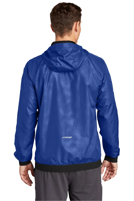 Sport-Tek Mens Wind & Water Resistant Full Zip Hooded Jacket - True Royal Blue/Black