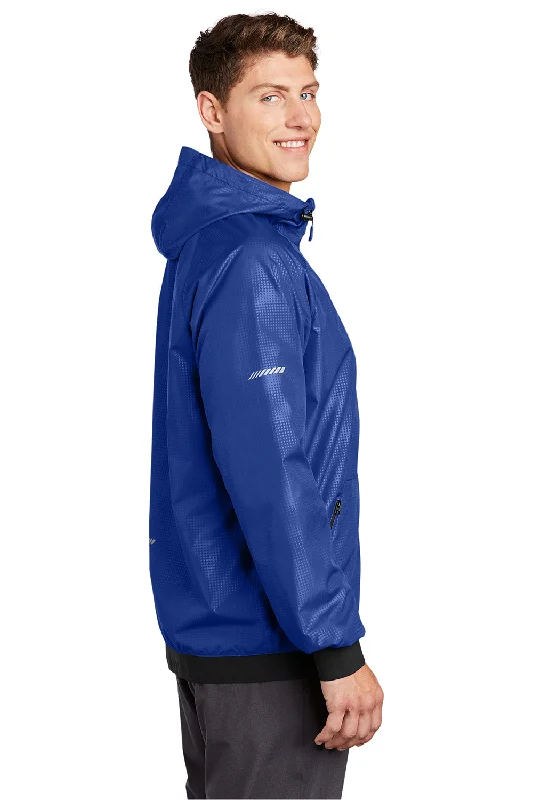 Sport-Tek Mens Wind & Water Resistant Full Zip Hooded Jacket - True Royal Blue/Black