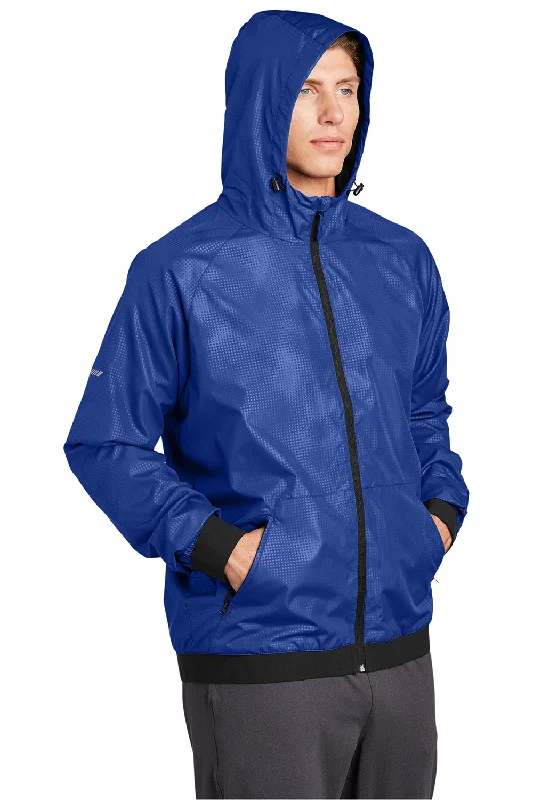 Sport-Tek Mens Wind & Water Resistant Full Zip Hooded Jacket - True Royal Blue/Black