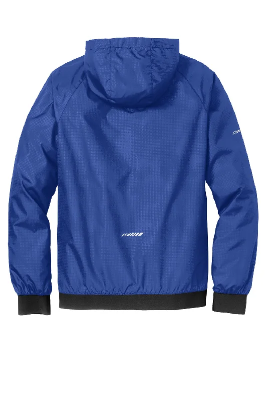 Sport-Tek Mens Wind & Water Resistant Full Zip Hooded Jacket - True Royal Blue/Black