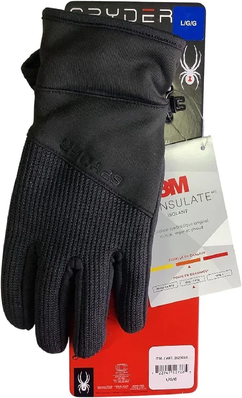 Spyder Black Gloves Core Conduct Touchscreen Compatible Palm Patch Glove