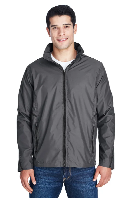 Team 365 Mens Conquest Wind & Water Resistant Full Zip Hooded Jacket - Graphite Grey