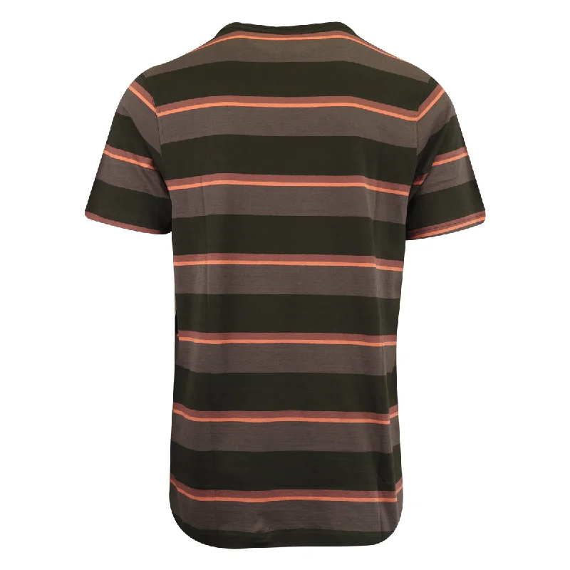 Volcom Men's T-Shirt Black Coral Grey Striped S/S Pocket Tee (S40)