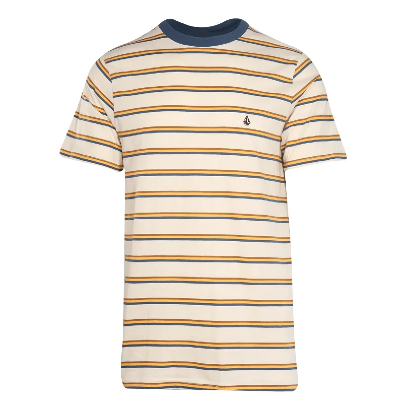 Volcom Men's T-Shirt Flash Orange Striped S/S Tee (S35)