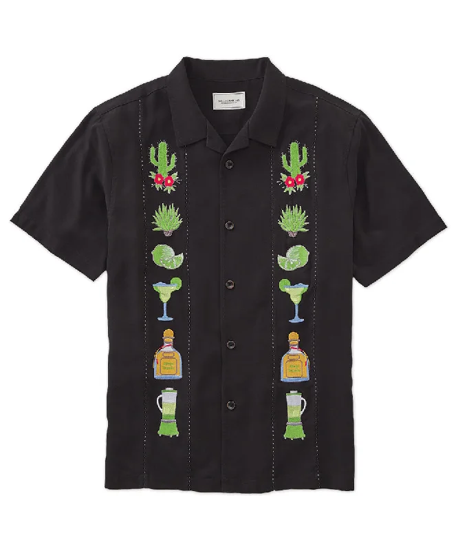 Trient Margarita Embroidered Silk Short Sleeve Camp Shirt