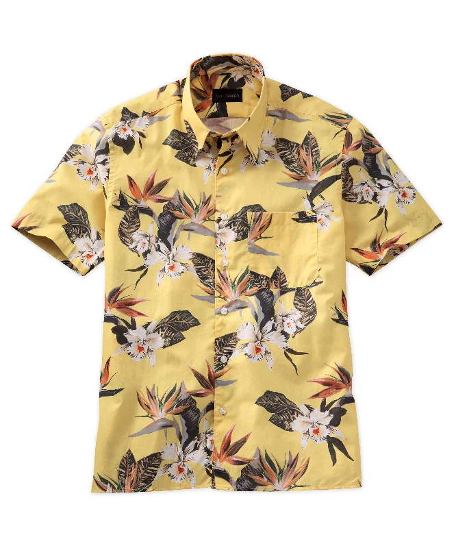 Tropical Print Cotton Sport Shirt