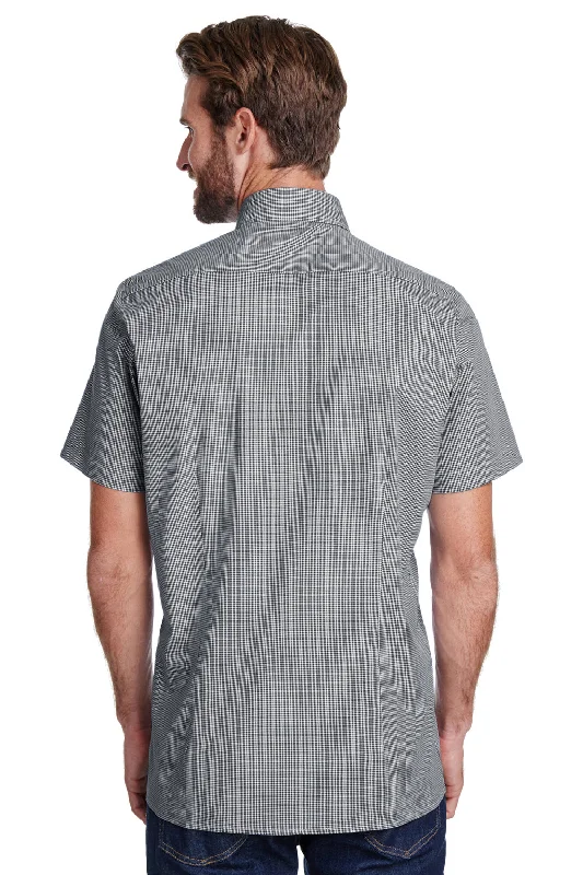 Artisan Collection Mens Microcheck Gingham Short Sleeve Button Down Shirt - Black/White