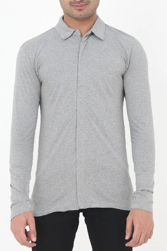 ALMAS MEN ZIPPED SHIRT-GREY