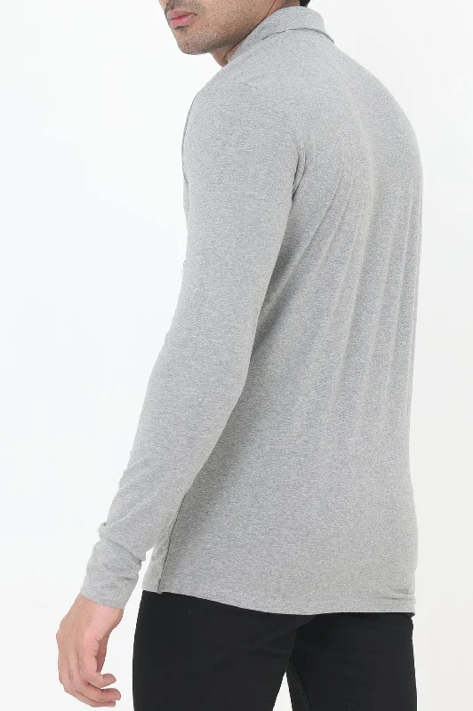 ALMAS MEN ZIPPED SHIRT-GREY