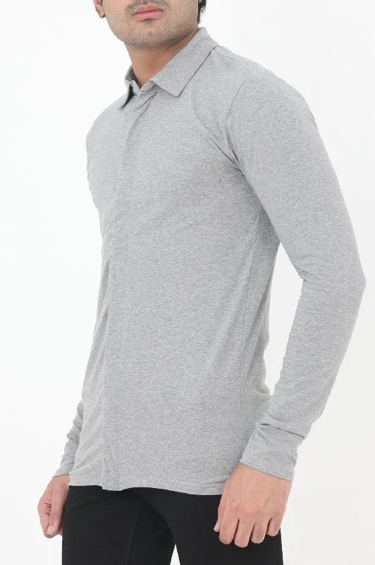 ALMAS MEN ZIPPED SHIRT-GREY