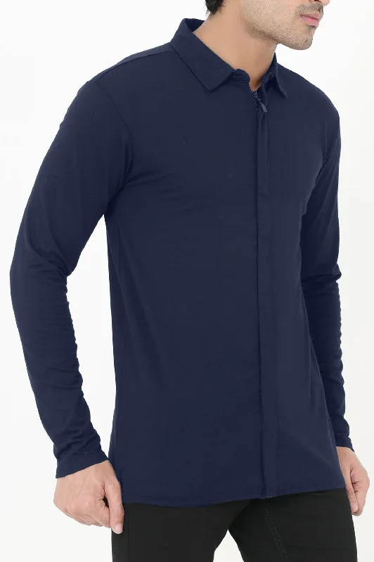 ALMAS MEN ZIPPED SHIRT-NAVY