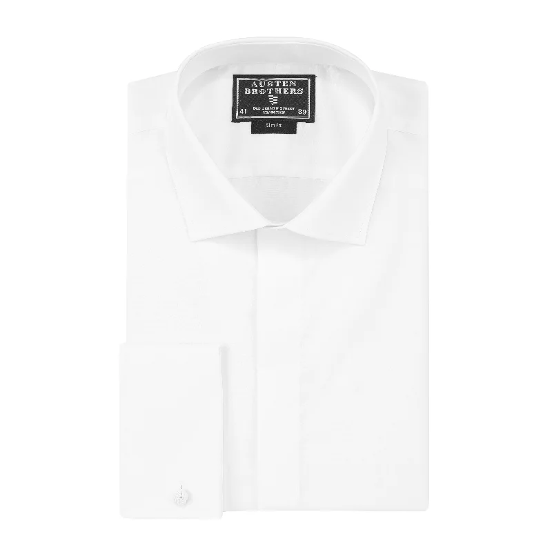 READY MADE - White Poplin Pure Cotton Double Cuff