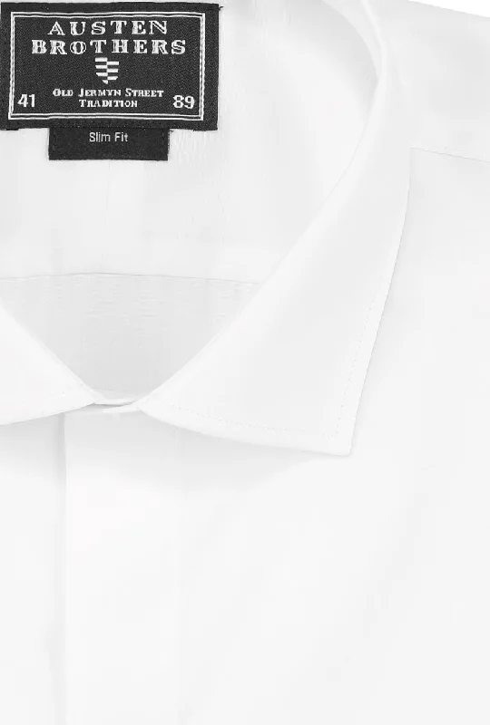 READY MADE - White Poplin Pure Cotton Double Cuff