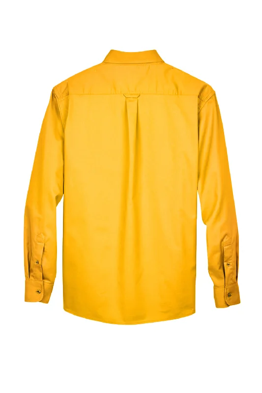 Harriton Mens Wrinkle Resistant Long Sleeve Button Down Shirt w/ Pocket - Sunray Yellow