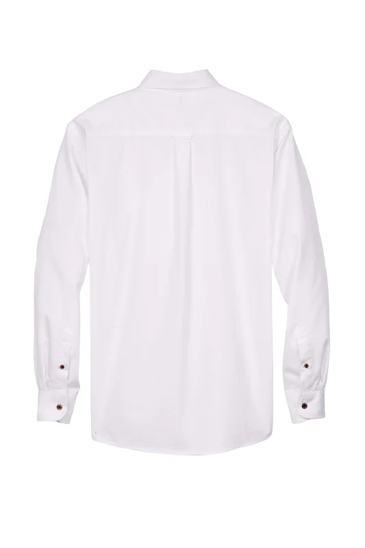 Harriton Mens Wrinkle Resistant Long Sleeve Button Down Shirt w/ Pocket - White