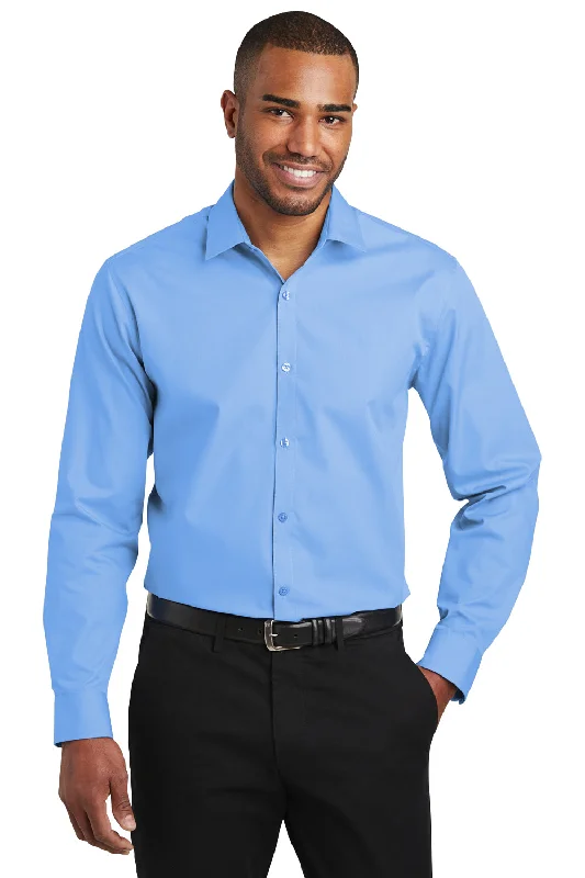 Port Authority Mens Carefree Stain Resistant Long Sleeve Button Down Shirt - Carolina Blue - Closeout