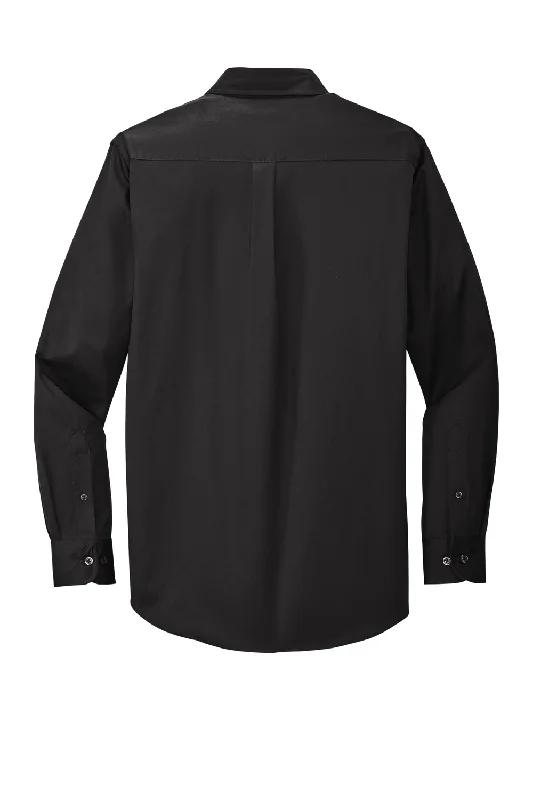 Port Authority Mens Easy Care Wrinkle Resistant Long Sleeve Button Down Shirt w/ Pocket - Black