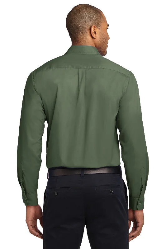 Port Authority Mens Easy Care Wrinkle Resistant Long Sleeve Button Down Shirt w/ Pocket - Clover Green