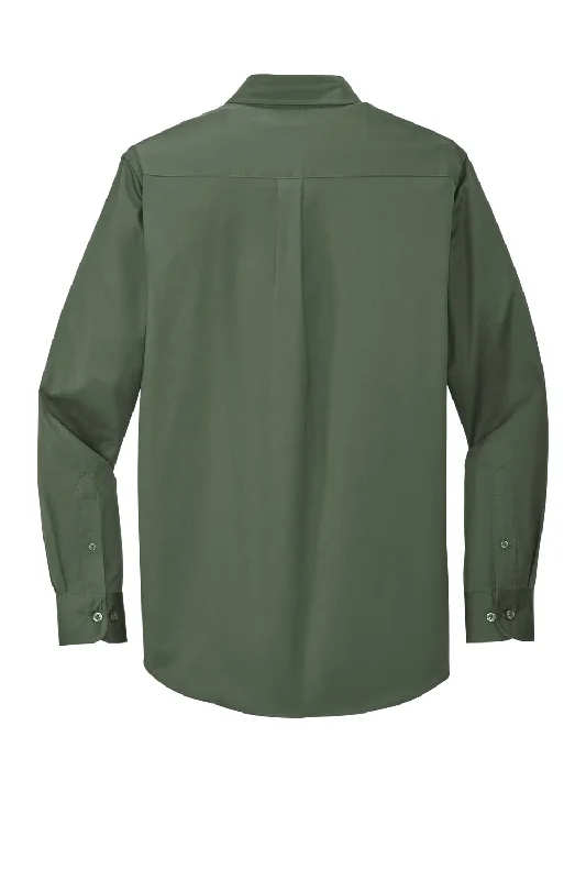 Port Authority Mens Easy Care Wrinkle Resistant Long Sleeve Button Down Shirt w/ Pocket - Clover Green