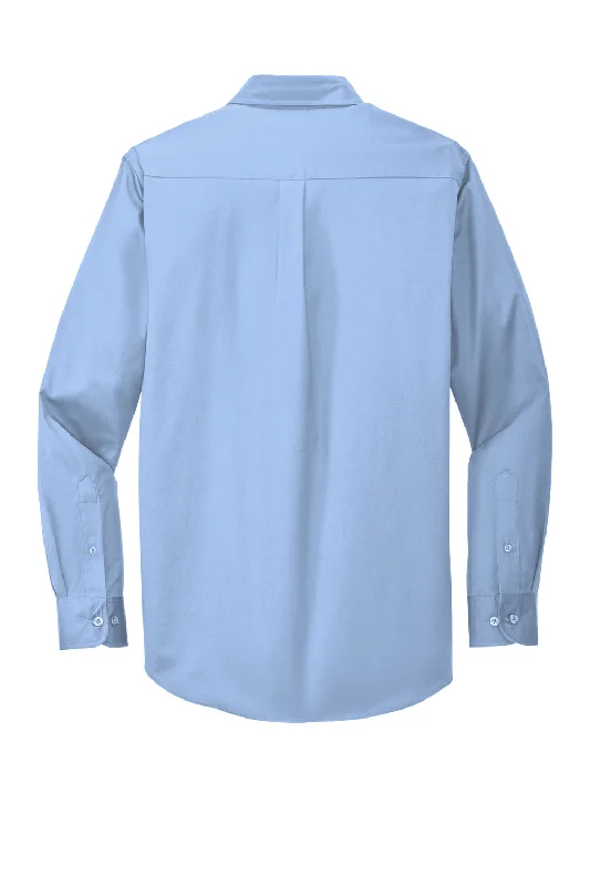 Port Authority Mens Easy Care Wrinkle Resistant Long Sleeve Button Down Shirt w/ Pocket - Light Blue