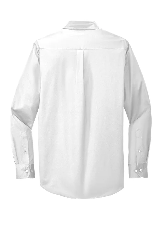 Port Authority Mens Easy Care Wrinkle Resistant Long Sleeve Button Down Shirt w/ Pocket - White