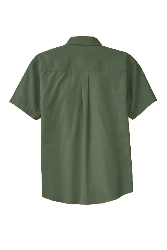 Port Authority Mens Easy Care Wrinkle Resistant Short Sleeve Button Down Shirt w/ Pocket - Clover Green