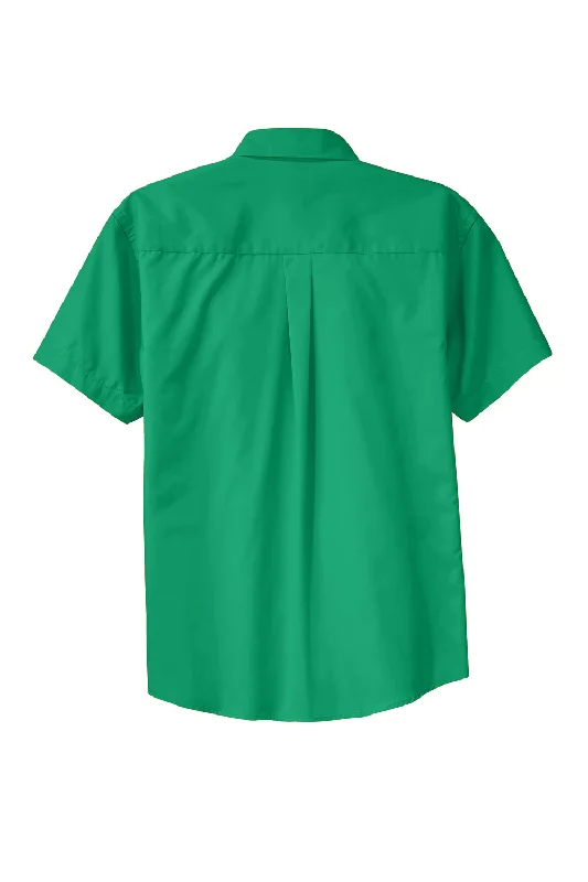 Port Authority Mens Easy Care Wrinkle Resistant Short Sleeve Button Down Shirt w/ Pocket - Court Green - Closeout