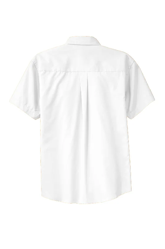 Port Authority Mens Easy Care Wrinkle Resistant Short Sleeve Button Down Shirt w/ Pocket - White