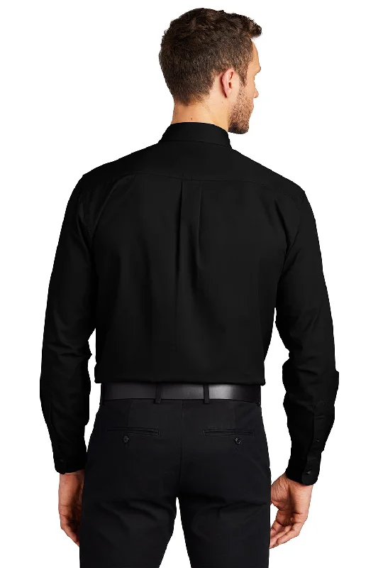 Port Authority Mens Long Sleeve Button Down Shirt w/ Pocket - Black