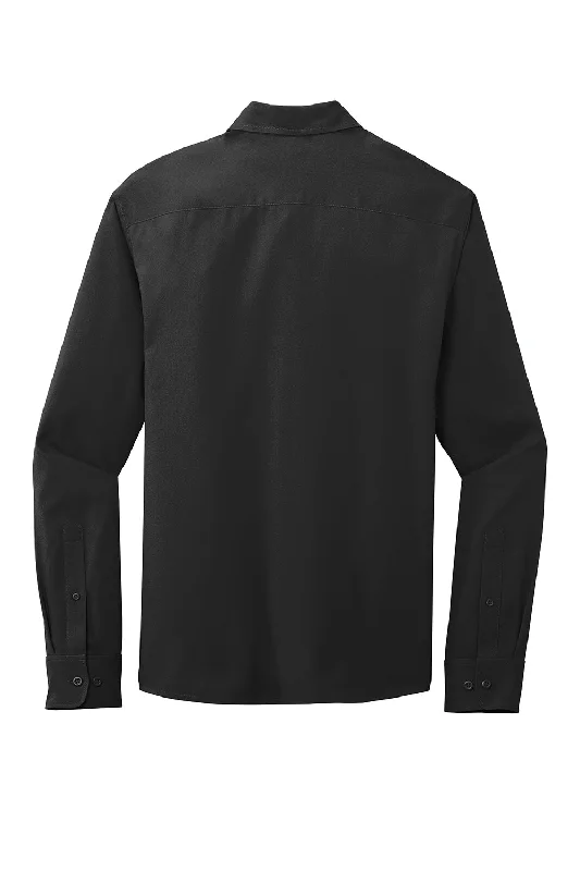 Port Authority Mens Performance Moisture Wicking Long Sleeve Button Down Shirt w/ Pocket - Black